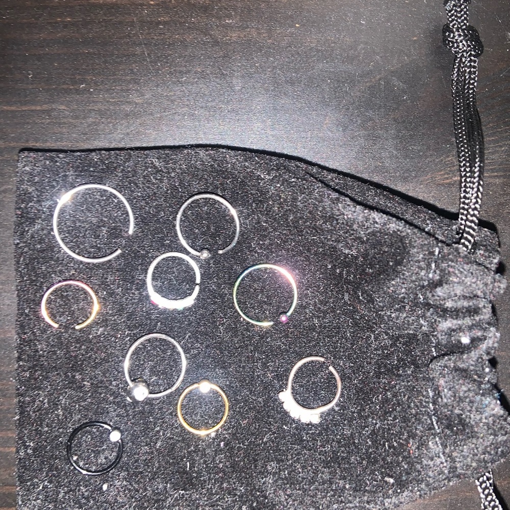 9 NEW NOSE RINGS - Picture 2 of 2